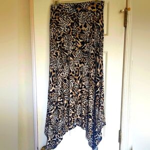 Calvin Klein Animal Print Asymmetric Hem Midi Skirt
